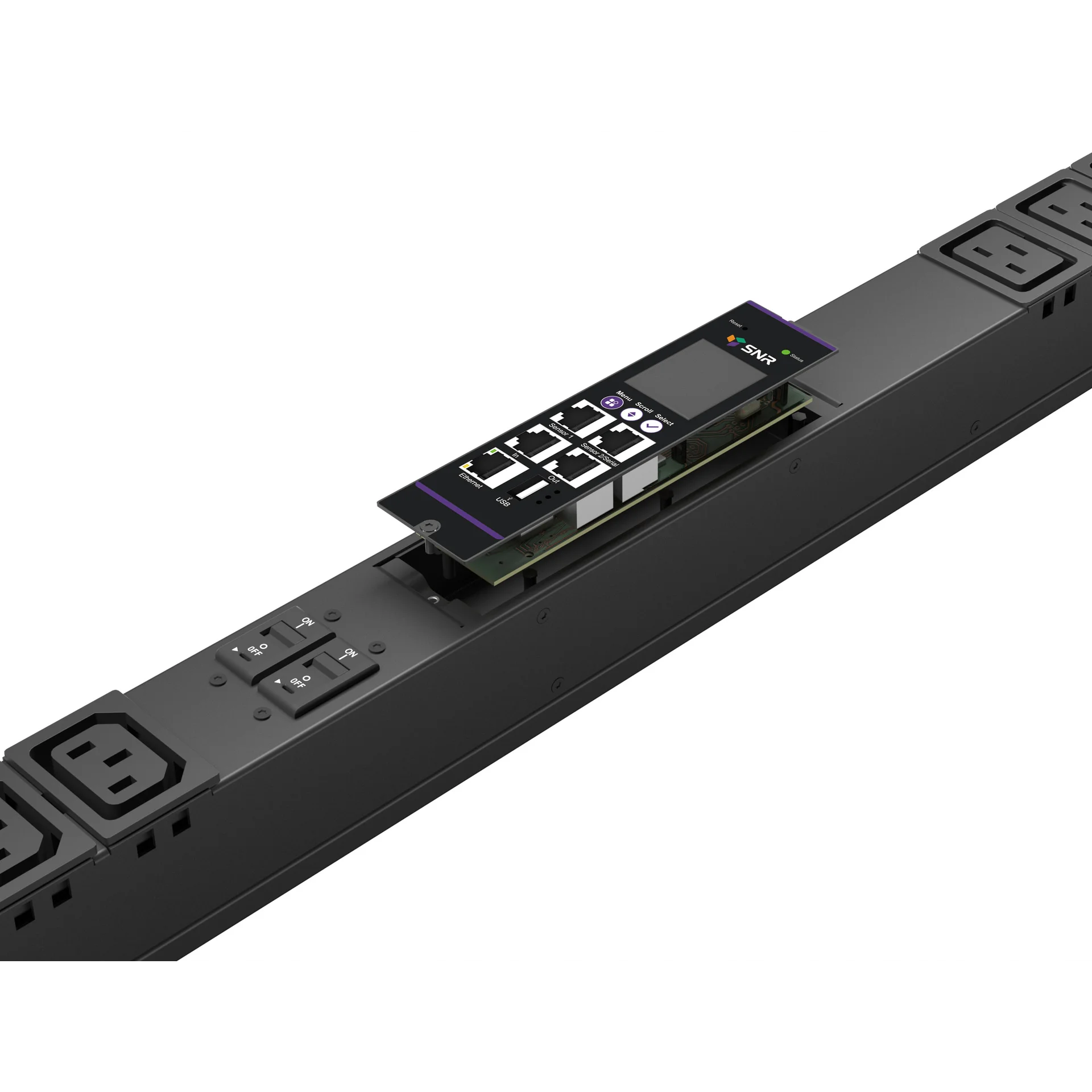 Блок розеток с функцией измерения серии SNR тип A выход 36*C13 и 6*C19 вход 32A IEC60309 (1P+N+E)