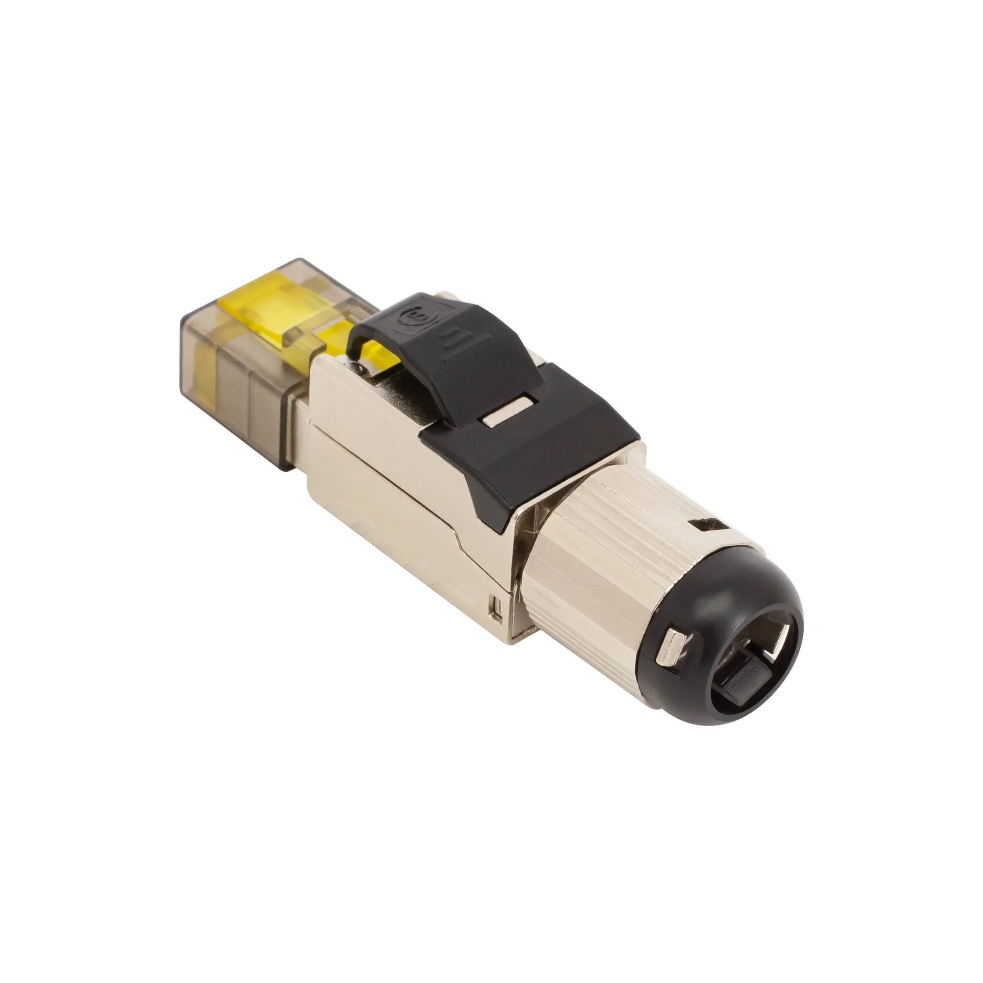 Коннектор SNR RJ45/8P8C под витую пару, Кат.8 (Класс I), 2000МГц, покрытие 50мкд, T568B, самозажимной, полный экран, металлик