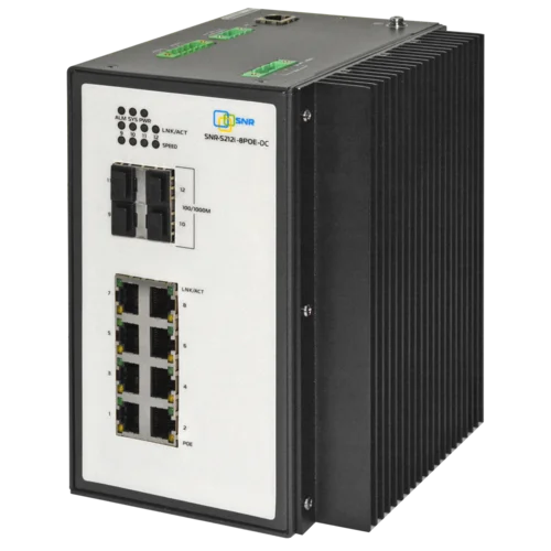Управляемый промышленный POE коммутатор уровня 2 SNR-S212i-8POE-DC