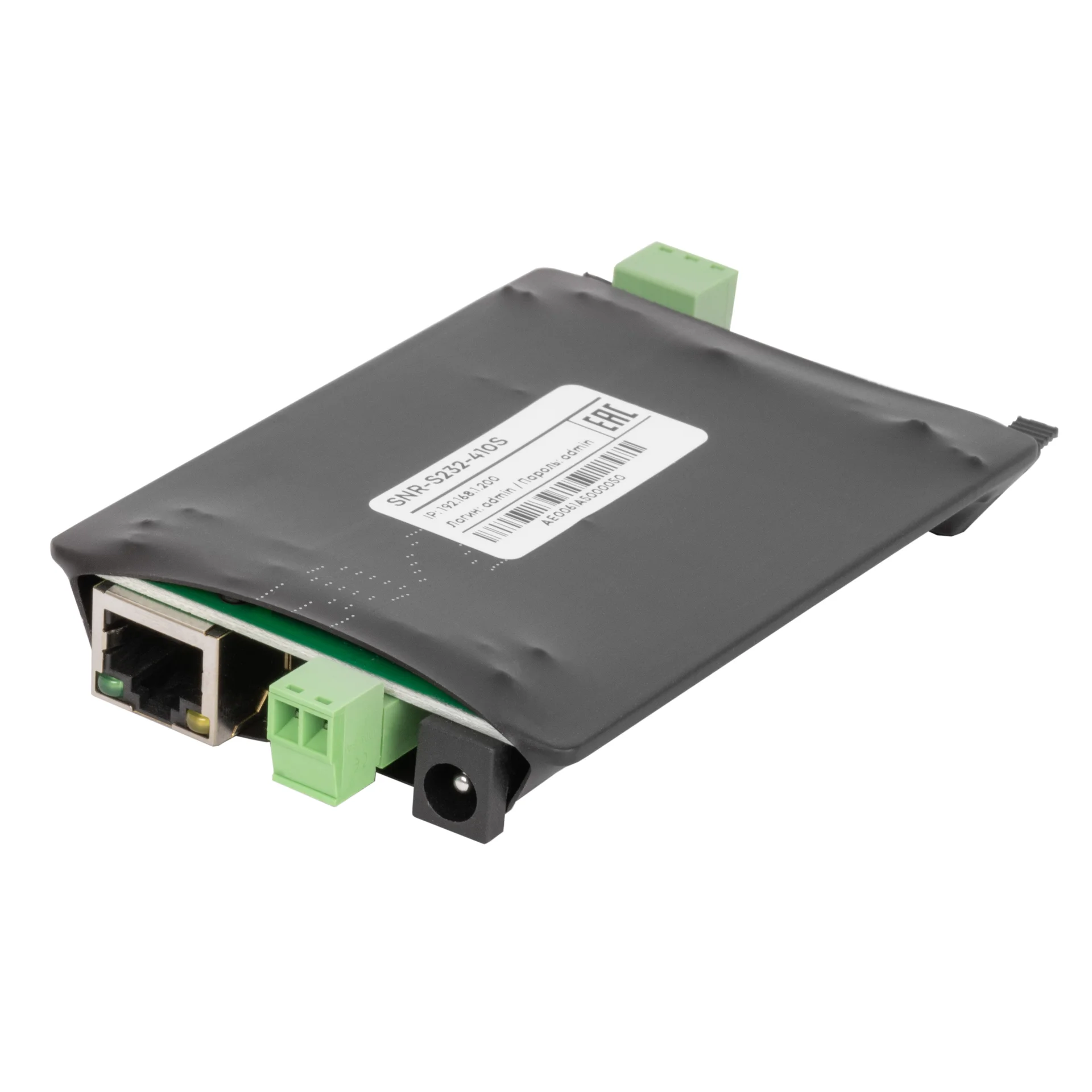 Конвертер интерфейсов RS232/RS485 - Ethernet, без БП, в термоусадке, доп. питание, S232-410S