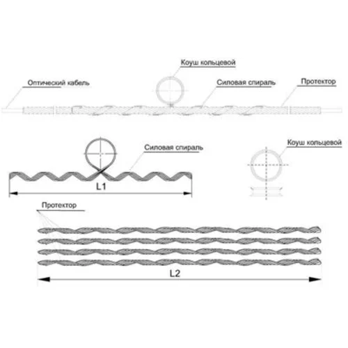 Зажим (подвес) поддерживающий промежуточный (диаметр 11,8-12,1мм; до 110м, с протектором)