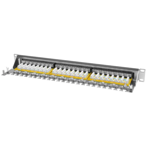 Коммутационная панель SNR, 19" экранированная, 1U, 24 порта, cat.6, горизонтальная заделка