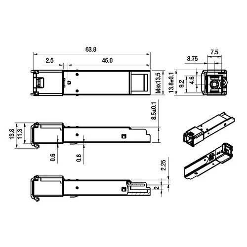 Модуль SFP 2.5G WDM, дальность до 20км (13dB), 1550нм