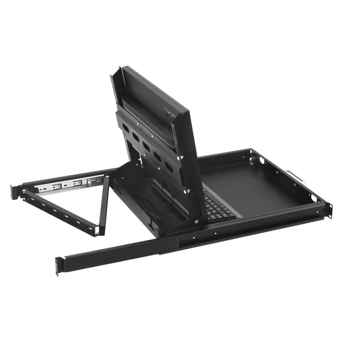 Полка выдвижная с монитором 19" и клавиатурой в шкафы глубиной 800 мм (глубина полки 550мм), цвет черный