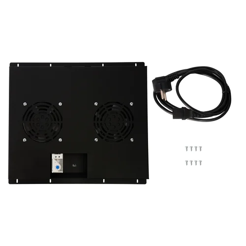 Блок вентиляторов для шкафов TFC глубиной 600мм, 2 вентилятора с терморегулятором, черный