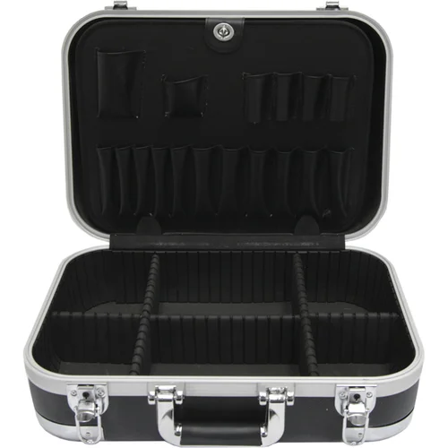Кейс для инструментов с алюминиевым каркасом и перегородкой (черный)