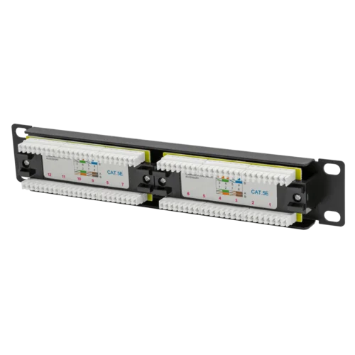 Коммутационная панель SNR, 10" неэкранированная, 1U, 12 портов, cat.5e, горизонтальная заделка