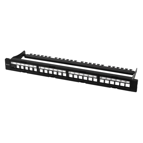 Коммутационная панель SNR, 19" для модулей KeyStone, незагруженная, неэкранированная, 1U, 24 порта, разборная, порты без шторок