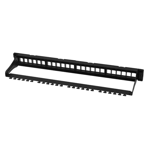 Коммутационная панель SNR, 19" для модулей KeyStone, незагруженная, неэкранированная, 1U, 24 порта, разборная, порты без шторок