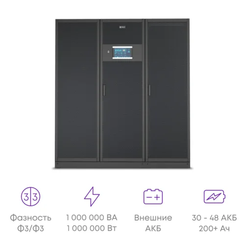 Шасси модульного источника бесперебойного питания он-лайн SNR серии SM 1000кВА (10 слотов для силовых модулей 100кВА), 3ф:3ф, 10.4"LCD, Сервисный байп