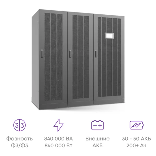 Шасси модульного источника бесперебойного питания он-лайн SNR серии HP 840кВА (14 слотов для силовых модулей 60кВА), 3ф:3ф (305-485В)