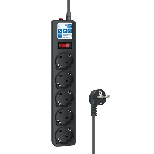 Ф-удлинитель, PC 1,9м 5р, черн.граф. 10А, SPG5-C2