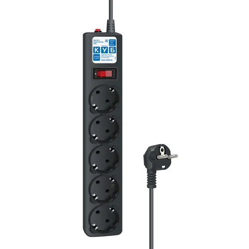 Ф-удлинитель, PC 5м 5р, черн.граф. 10А, SPG5-С5