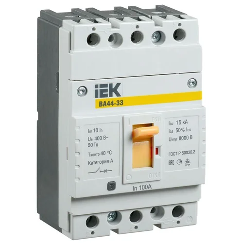 Выключатель автоматический 3п 100А 15кА ВА44 33 IEK SVA4410-3-0100