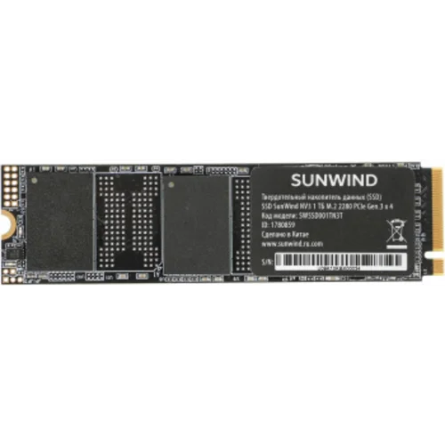 Накопитель SSD SunWind PCIe 3.0 x4 1TB SWSSD001TN3T NV3 M.2 2280