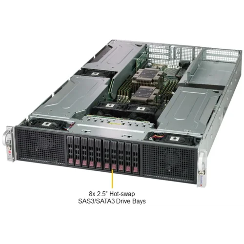 Платформа Supermicro 2U 2029GP-TR, до двух процессоров Intel Scalable, DDR4, 10x2,5" HDD SATA, 2 порта 1000Base-T, до шести графических ускорителей