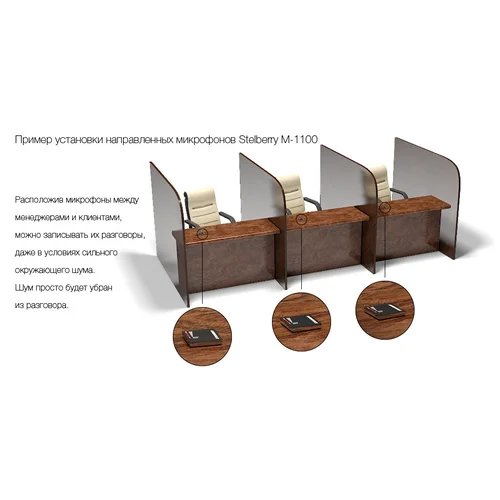 Активный двунаправленный микрофон Stelberry M-1100 для записи разговоров в помещениях с высоким уровнем шума