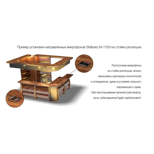 Активный двунаправленный микрофон Stelberry M-1100 для записи разговоров в помещениях с высоким уровнем шума