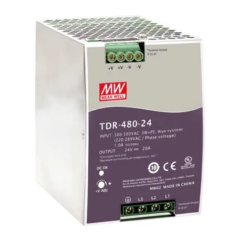 Блок питания на DIN-рейку, TDR-480-24, 24В, 20А, 480Вт Mean Well