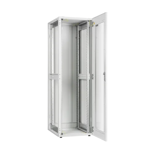 Напольный шкаф серии Lite 19", 18U, стеклянная дверь, Ш600хВ900хГ600мм, в разобранном виде, серый