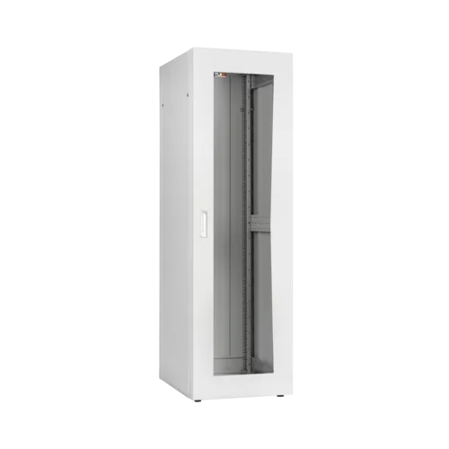 Напольный шкаф серии Lite 19", 18U, стеклянная дверь, Ш600хВ900хГ800мм, в разобранном виде, серый