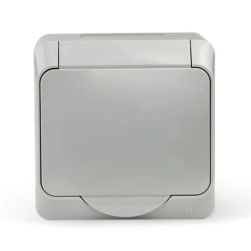 Розетка 1-м ОП Nix 16А IP54 250В с заземл. с крышкой сер. TOKOV ELECTRIC TKE-NX-R1Z-C06-IP54