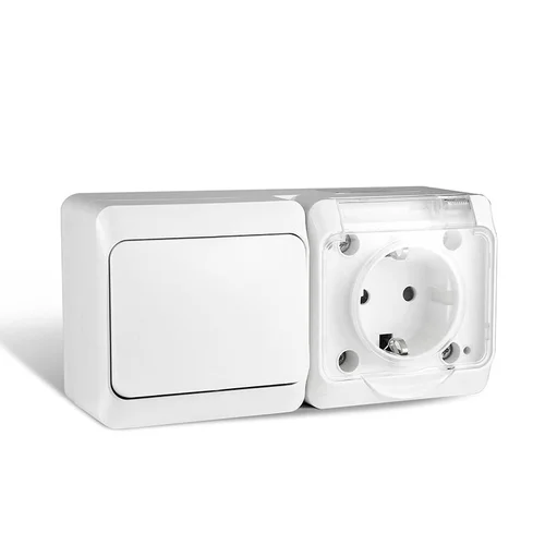 Блок ОП Nix (розетка 16А 250В с заземл. 1-кл. выкл. 10А) IP54 бел. TOKOV ELECTRIC TKE-NX-V1RZ-C01T-I