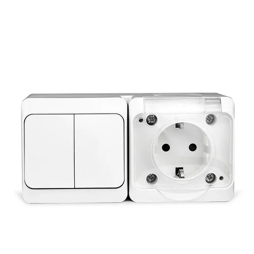 Блок ОП Nix (розетка 16А 250В с заземл. 2-кл. выкл. 10А) IP54 бел. TOKOV ELECTRIC TKE-NX-V2RZ-C01T-I