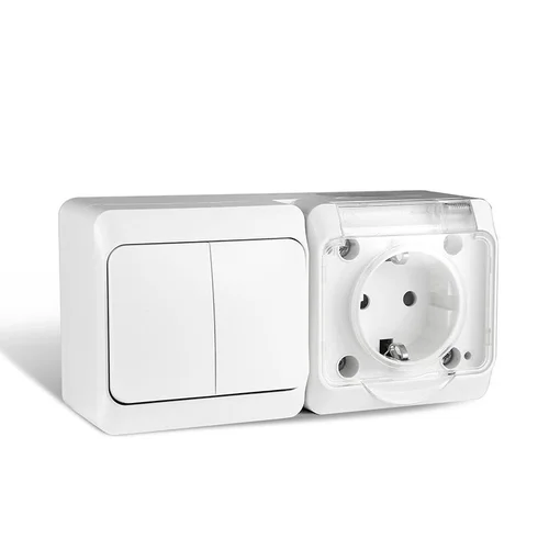 Блок ОП Nix (розетка 16А 250В с заземл. 2-кл. выкл. 10А) IP54 бел. TOKOV ELECTRIC TKE-NX-V2RZ-C01T-I