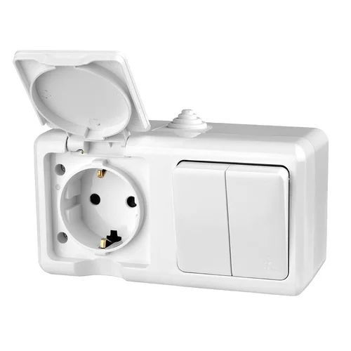 Блок ОП Dita (розетка 16А 250В с заземл. 2-кл. выкл. 10А) IP54 бел. TOKOV ELECTRIC TKL-DT-V2RZ-C01-I