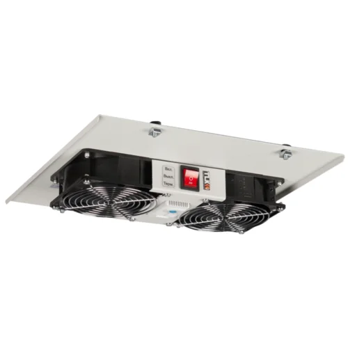 Вентиляторный блок TLK для шкафов серии TFI и TWI глубиной от 450 мм, 2 вентилятора с терморегулятором, без шнура питания, серый