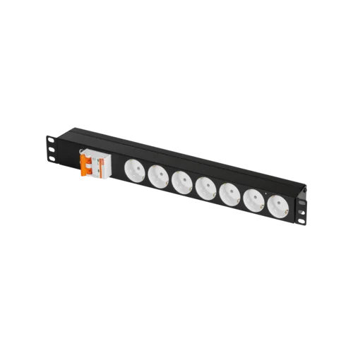 Блок электрических розеток TLK, 19" на 7 гнезд, с автоматом 2P 25A