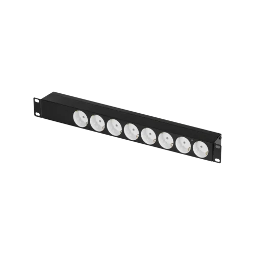 Блок электрических розеток TLK, 19", 8 гнезд "евророзетка", макс. нагрузка 10 А, без шнура питания, вход С14, с фильтром, без выключателя