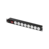 Блок электрических розеток TLK, 19", 8 гнезд "евророзетка", макс. нагрузка 10 А, без шнура питания, вход С14, с фильтром и предохранителем