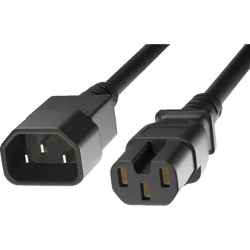 Шнур питания электрический силовой, серии TP-PC, IEC 60320 С14/IEC 60320 С15 прямой, 250B, 16A, 3х1.5 мм2, 1.5 м, черный