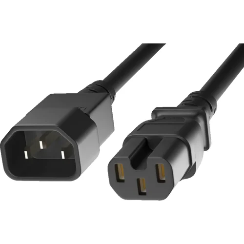 Шнур питания электрический силовой, серии TP-PC, IEC 60320 С14/IEC 60320 С15 прямой, 250B, 16A, 3х1.5 мм2, 1.5 м, черный