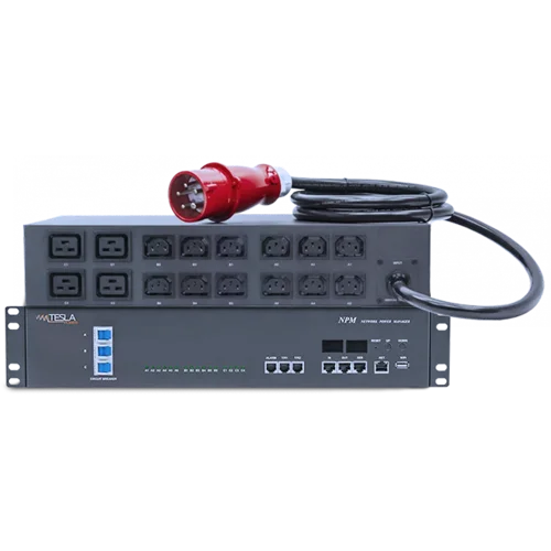 Управляемый блок розеток Tesla Power серии PRO 16 розеток, 3 фазный