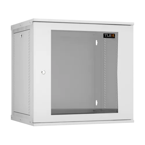 Настенный разборный шкаф TLK 19", 12U, стеклянная дверь, Ш600хВ569хГ450мм, 1 пара монтажных направляющих, серый