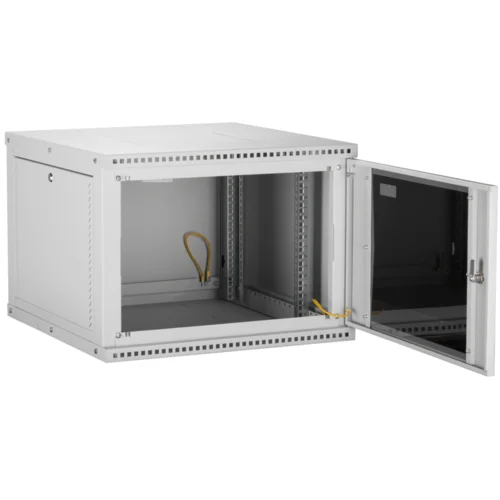 Настенный разборный шкаф TLK 19", 12U, стеклянная дверь, Ш600хВ569хГ600мм, 2 пары монтажных направляющих, серый