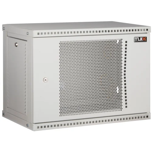 Настенный разборный шкаф TLK 19", 12U, перфорированная дверь, Ш600хВ569хГ600мм, 2 пары монтажных направляющих, серый