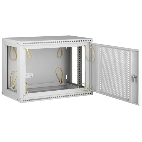 Настенный разборный шкаф TLK 19", 12U, перфорированная дверь, Ш600хВ569хГ600мм, 2 пары монтажных направляющих, серый