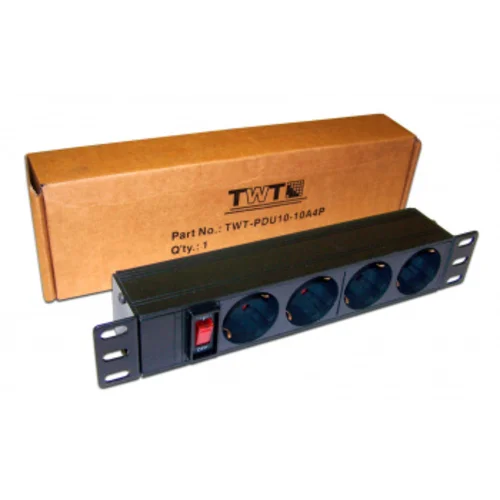 Блок распределения питания Lanmaster TWT-PDU10-10A4P гор.размещ. 4xSchuko 10A