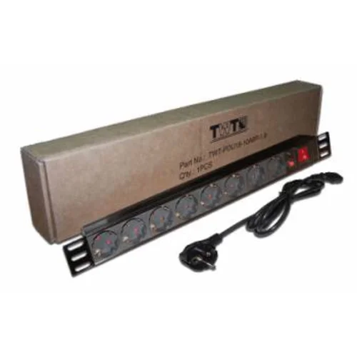 Блок распределения питания Lanmaster TWT-PDU19-10A8P-3.0 гор.размещ. 8xSchuko базовые 10A Schuko 3м