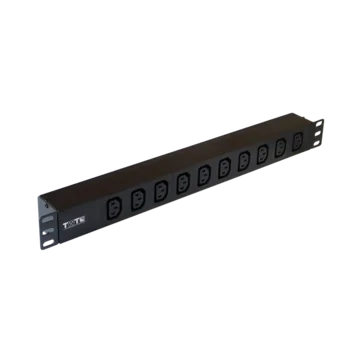 Блок розеток 19", 1-фазный без выключателя, 16A / 250V, 10xC13, без шнура питания, разъем C20