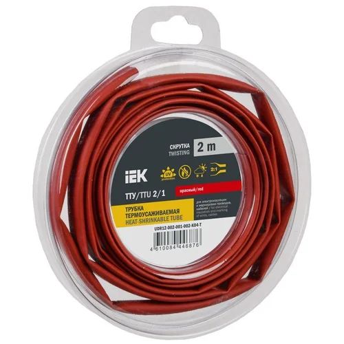Трубка термоусадочная ТТУ нг-LS 2/1 красн. (уп.2м) IEK UDR12-002-001-002-K04-T