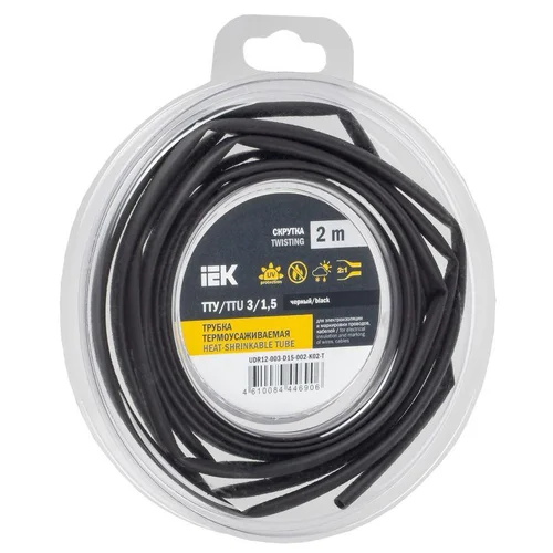 Трубка термоусадочная ТТУ нг-LS 3/1.5 черн. (уп.2м) IEK UDR12-003-D15-002-K02-T