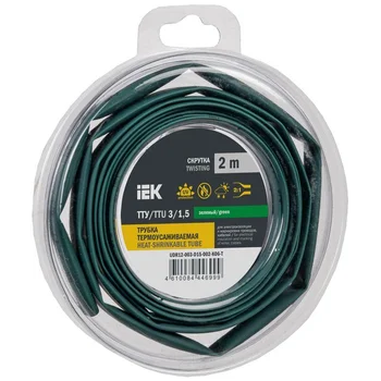 Трубка термоусадочная ТТУ нг-LS 3/1.5 зел. (уп.2м) IEK UDR12-003-D15-002-K06-T