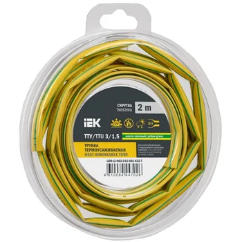 Трубка термоусадочная ТТУ нг-LS 3/1.5 желт./зел. (уп.2м) IEK UDR12-003-D15-002-K52-T