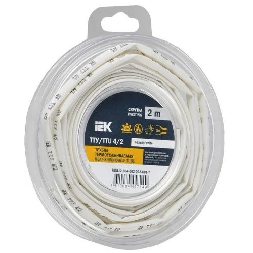 Трубка термоусадочная ТТУ нг-LS 4/2 бел. (уп.2м) IEK UDR12-004-002-002-K01-T