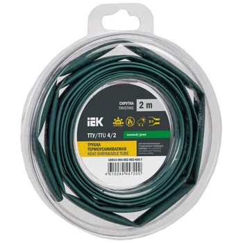 Трубка термоусадочная ТТУ нг-LS 4/2 зел. (уп.2м) IEK UDR12-004-002-002-K06-T